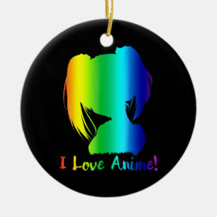 i love anime funny manga cosplay ceramic ornament