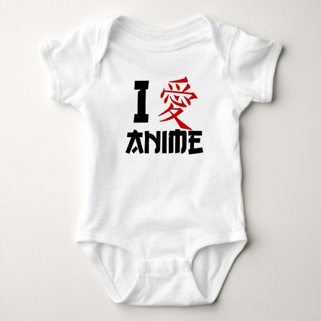 I Love Anime Japanese Ai kanji geek nerd funny Baby Bodysuit (Front)