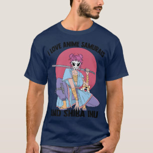 I Love Anime Samurais And Shiba Inu - Kawaii - Ota T-Shirt