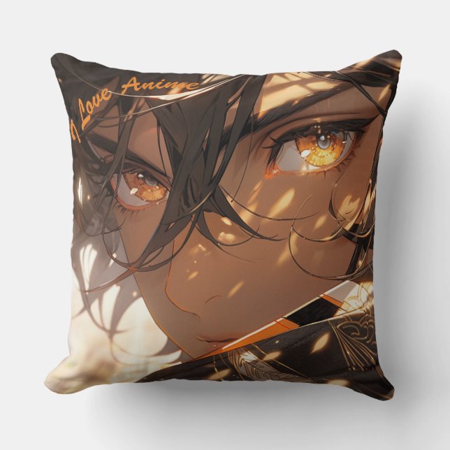 I Love Anime Throw Pillow (Front)