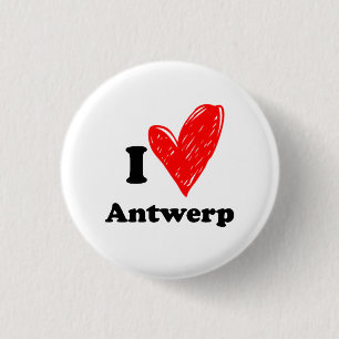 I love Antwerp 3 Cm Round Badge