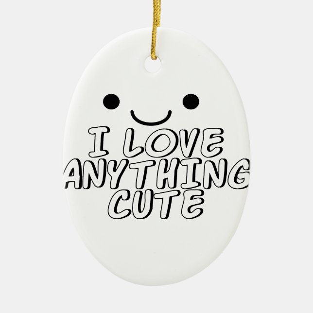 I Love Anything Cute Ceramic Tree Decoration (Front)