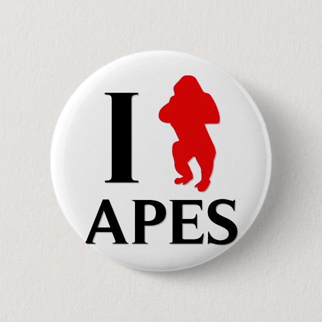 I Love Apes 6 Cm Round Badge (Front)