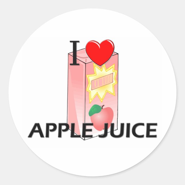 I Love Apple Juice Classic Round Sticker (Front)