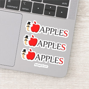 I love apples funny worm with moustache