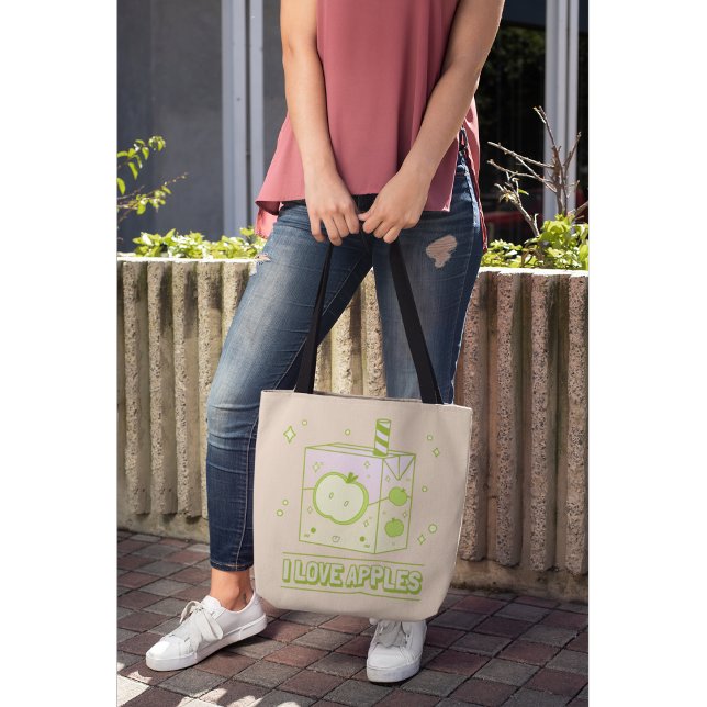 I Love Apples - Kawaii Juice Box Design Tote Bag (Creator Uploaded)