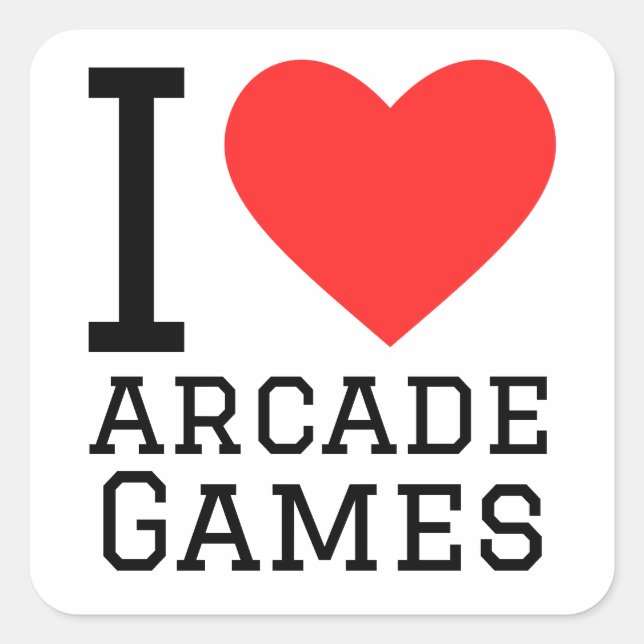 I love arcade games  square sticker (Front)