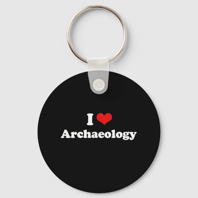 I Love Archaeology Tshirt Key Ring (Front)