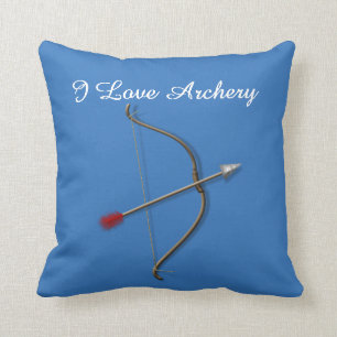 "I Love Archery" Throw Pillow in Blue