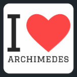 I love archimedes square sticker<br><div class="desc">I love archimedes , for science lovers</div>
