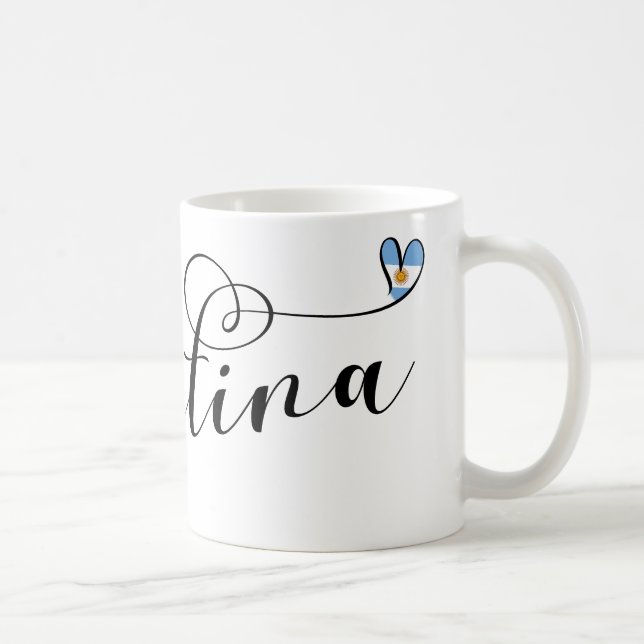 I Love Argentina, Argentine Flag Heart Coffee Mug (Right)