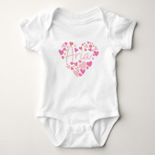 I love Aria hearts in pink Baby Bodysuit