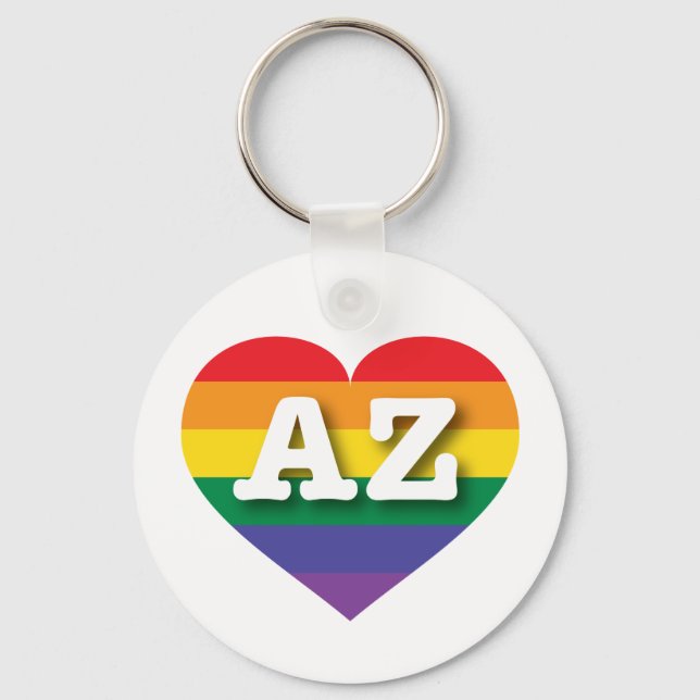 I Love Arizona Rainbow Heart Key Ring (Front)