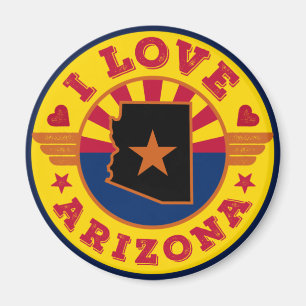 I Love Arizona State Map and Flag Magnet