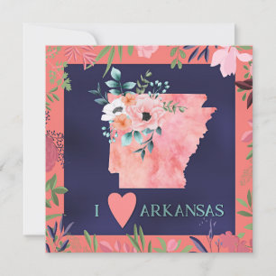 I Love Arkansas, floral watercolor,