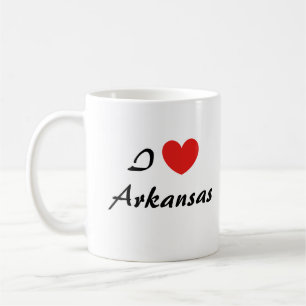 I Love Arkansas Heart Typography Coffee Mug