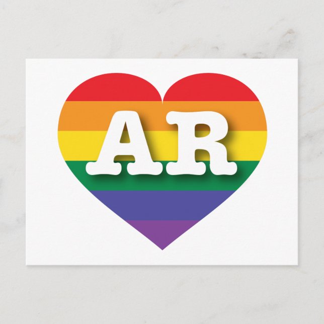 I Love Arkansas Rainbow Heart Postcard (Front)