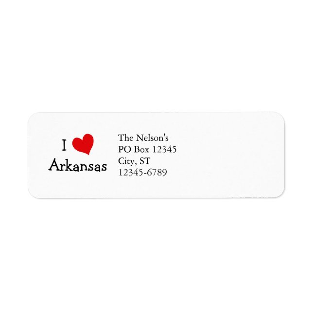 I Love Arkansas Return Address Label (Front)