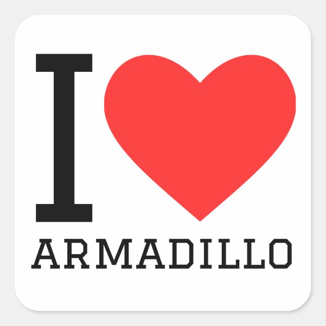 I love armadillo square sticker (Front)