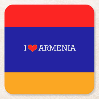 I Love Armenia, flag of Armenia Square Paper Coaster
