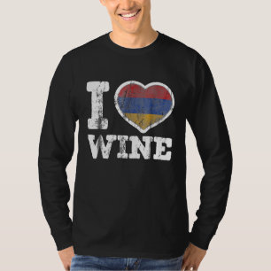 I Love Armenian Wine Armenia Heart Flag T-Shirt