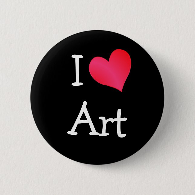 I Love Art 6 Cm Round Badge (Front)