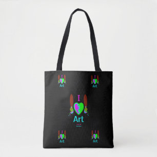 I Love Art All Over Print Tote Bag