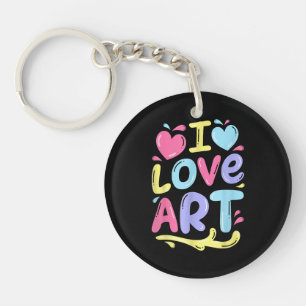 I Love Art, Artist Painter Colourful Painting Gift Key Ring