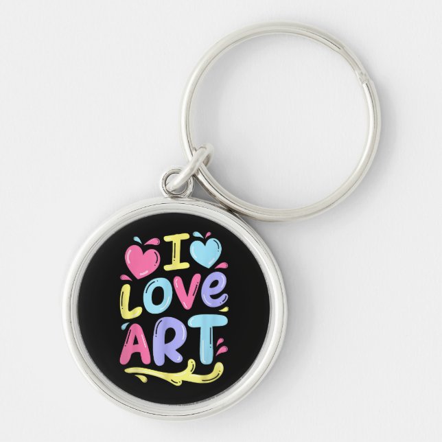 I Love Art, Artist Painter Colourful Painting Gift Key Ring (Front)