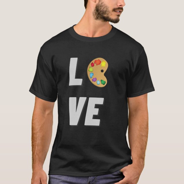 I LOVE Art Brush Colourful Funny Painter Lover Gif T-Shirt (Front)