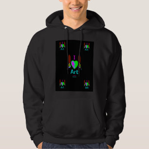 I Love Art Men's Black Pullover Hoodie
