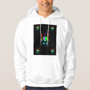 I Love Art Men's White Pullover Hoodie