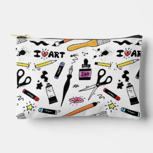 I Love Art Supplies Pattern Accessory Pouch