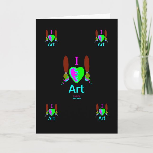 I Love Art Vertical Greeting Card (Front)