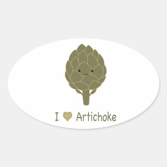 I love artichoke oval sticker (Front)