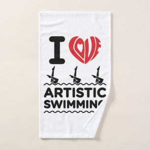 I Love Artistic Swimming Synchro Swimmer Hand Towel
