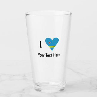 I Love (Aruba Heart Flag) Personalised Glass
