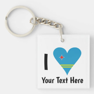 I Love (Aruba Heart Flag) Personalised Key Ring