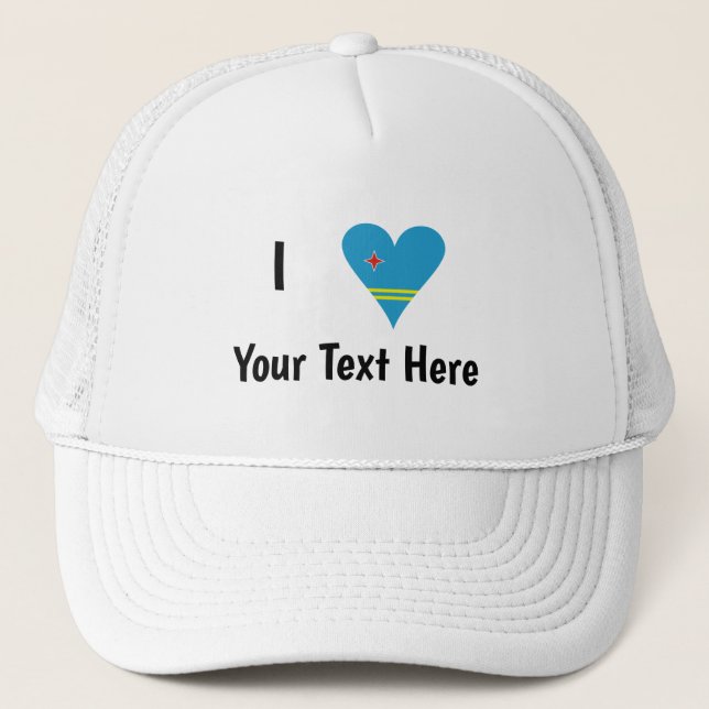 I Love (Aruba Heart Flag) Personalised  Trucker Hat (Front)