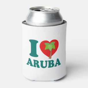 I Love Aruba Palm Tree Can Cooler