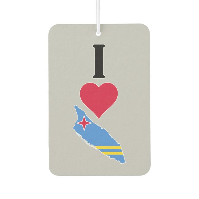 I Love Aruba Vertical I Heart Aruba Flag Map Car Air Freshener (Front)