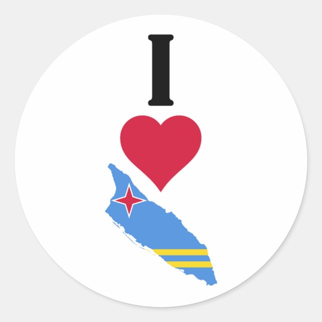 I Love Aruba Vertical I Heart Aruba Flag Map Classic Round Sticker (Front)