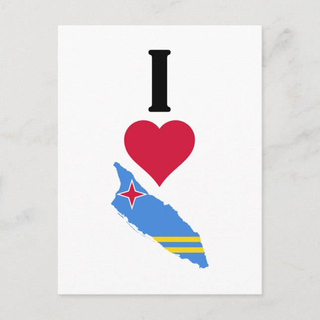 I Love Aruba Vertical I Heart Aruba Flag Map Postcard (Front)