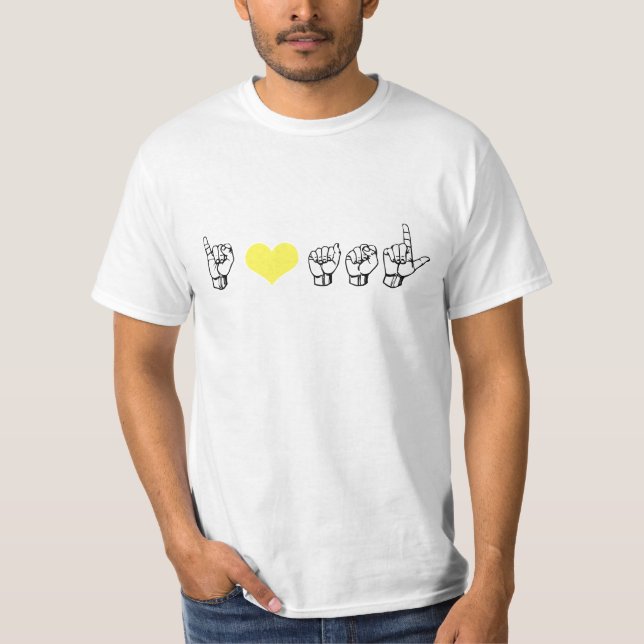 I Love ASL (American Sign Language) Basic T T-Shirt (Front)