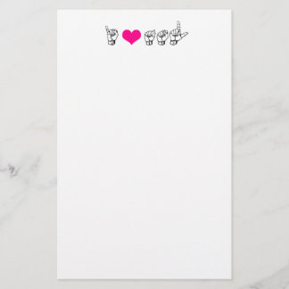 I Love ASL (American Sign Language) Stationery