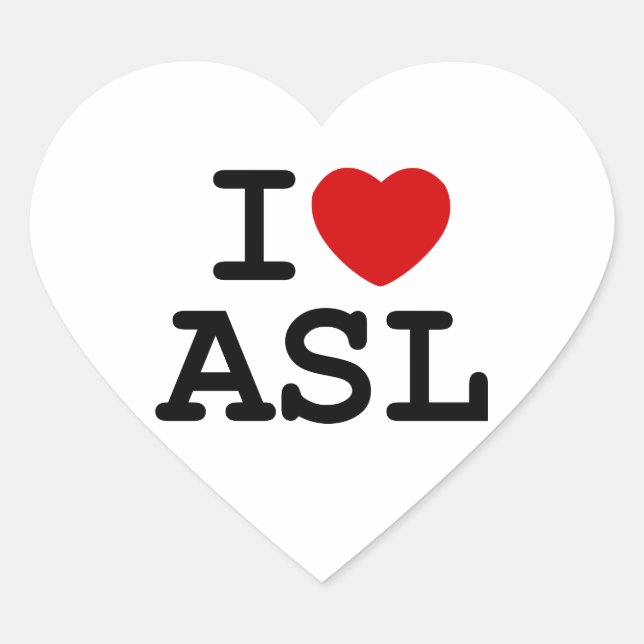 I Love ASL Heart Sticker (Front)