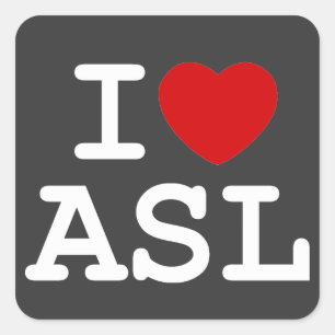 I Love ASL Square Sticker