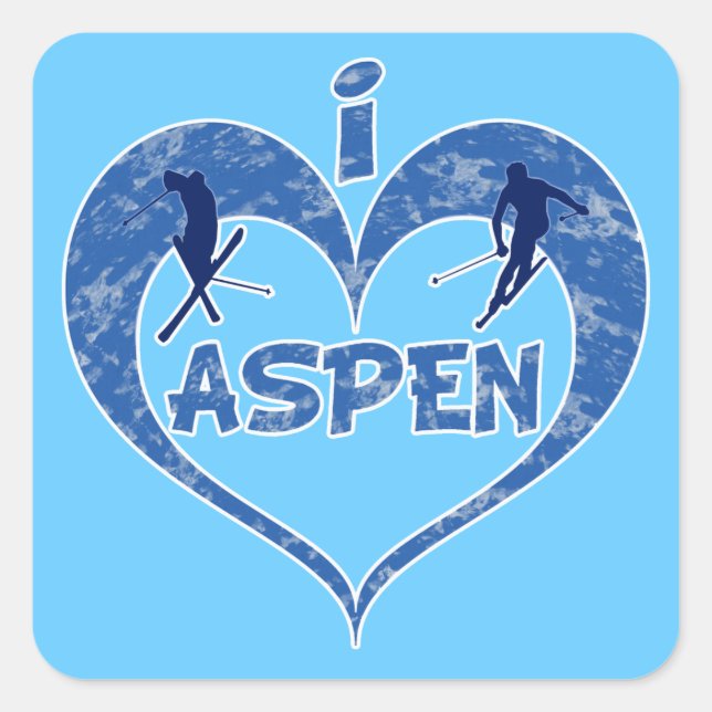 I Love Aspen Square Sticker (Front)
