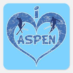 I Love Aspen Square Sticker