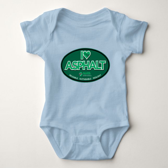 I Love Asphalt One-Piece Baby Bodysuit - Blue (Front)